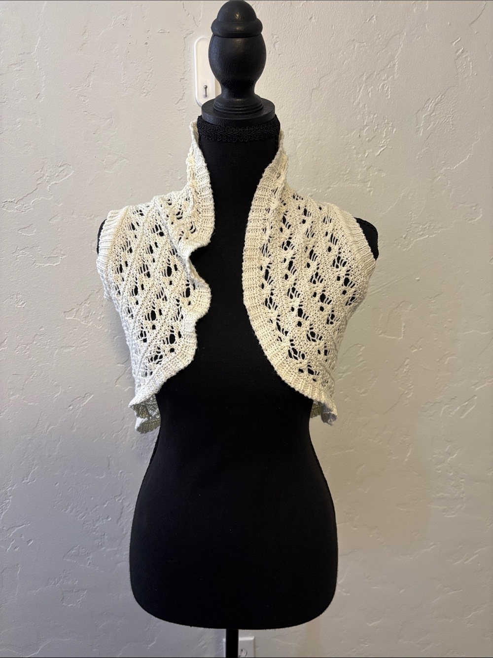 It's Our Time Ivory Lace Knit Bolero Shrug